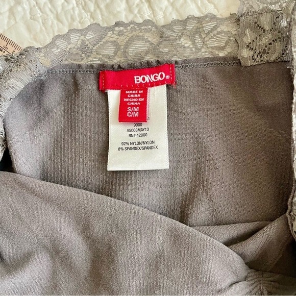 Bongo Y2K Lace Trim Ribbed Knit Cami Top 90's Preppy Gray Small/Med Dainty - Picture 6 of 9